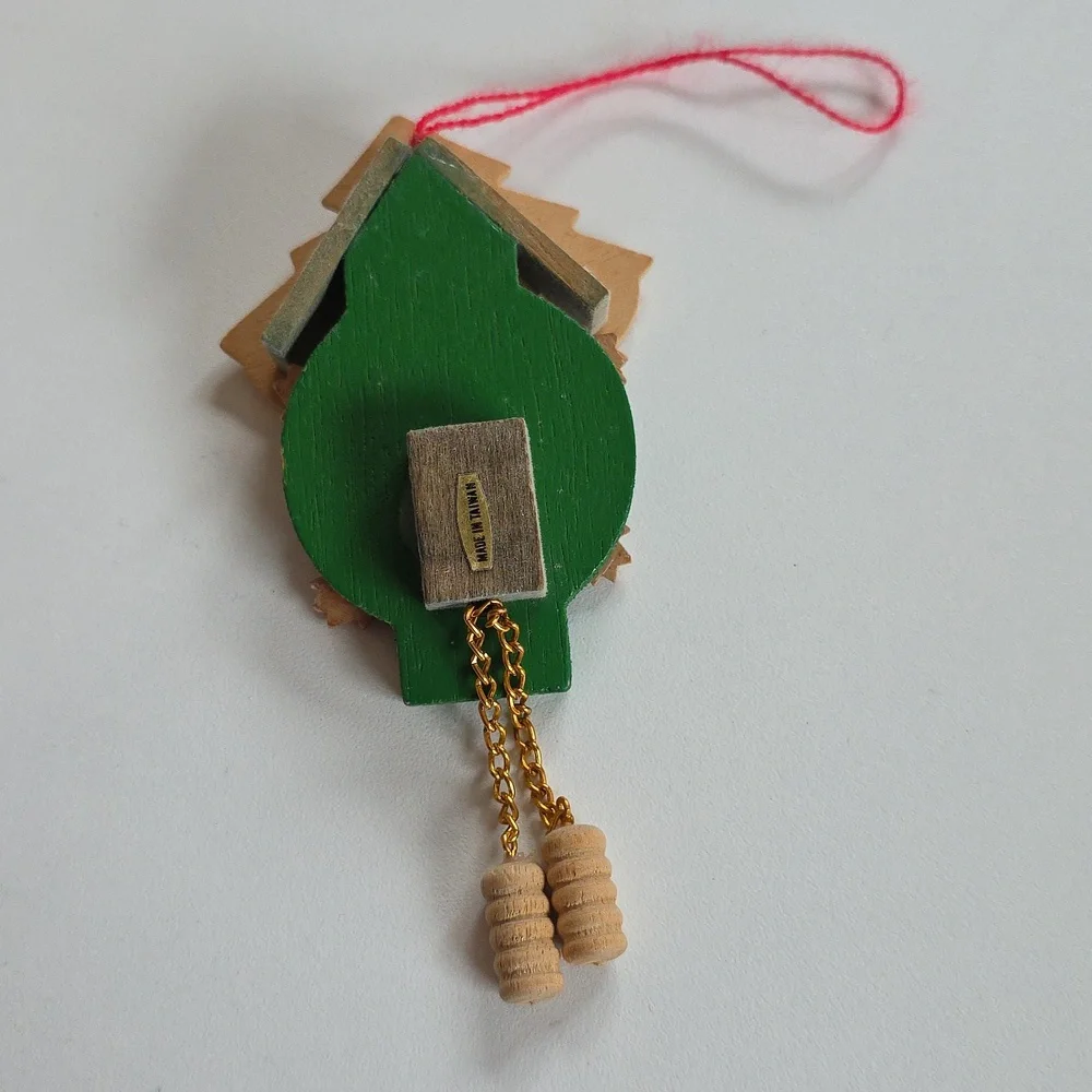 Christmas Ornament - Green Wooden Cuckoo Clock Ornament
